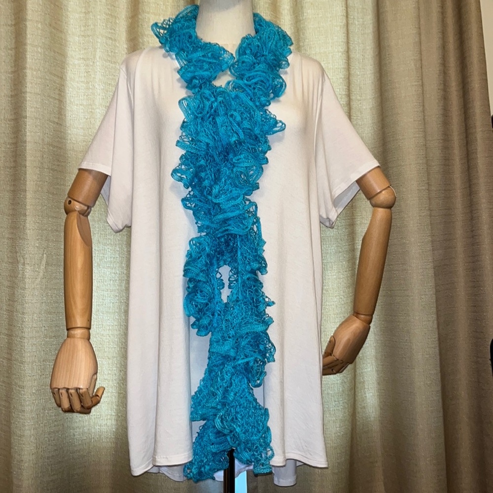 Handcrafted crocheted Aqua Blue Scarf